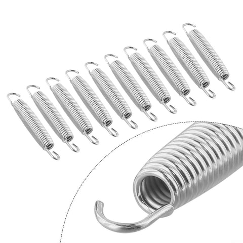 Super Tough 50Kg Load Extension Springs 10 Pack Heavy Duty Steel Made For Garage Doors And Trailer Ramps That Never Snap Plus Great Elasticity! - Close-up of heavy duty steel extension springs.