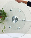 Top Notch Large Round Lazy Susan Turntable For Party Banquets And Dinner Gatherings Effortless Rotating Serving Tray clear glass design with aluminum bearing