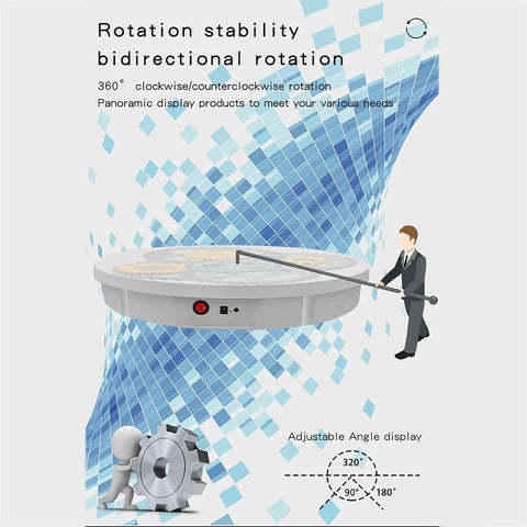 Awesome Electric Turntable For Live Video Broadcasts With Remote Speed Control And 22 To 60 Second Rotation Timing showing 360° rotation feature