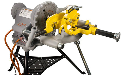 Reconditioned Model 300 Pipe Threader With Foot Pedal Control And Universal Quick Swap Die Heads; heavy duty setup for efficient threading.
