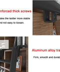 Close-up of reinforced screws and aluminum track in Retractable Sliding Barn Door Ladder Kit With Full Track Set, easy to install.