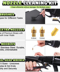 3D printer nozzle cleaning kit with brass 0.4mm/0.2mm nozzles, two brushes, 10 stainless steel needles, and a dual-head wrench