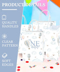 Hot Air Balloon Themed First Birthday Goodie Bags For Baby Boy Party Favors And Decorations Treat Bags For Snacks Mr Wonderful Style Party Supplies For A Cute First Birthday Bash with quality handles and clear pattern displayed.
