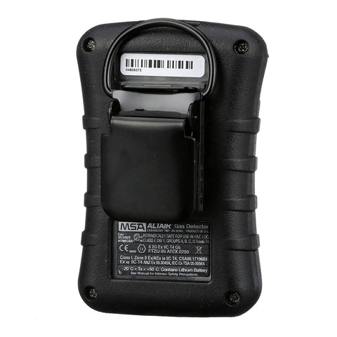 Back view of Single Gas Detector For H2S, Low 10ppm High 15ppm, Portable Black Gas Monitor, Durable And UL-Listed