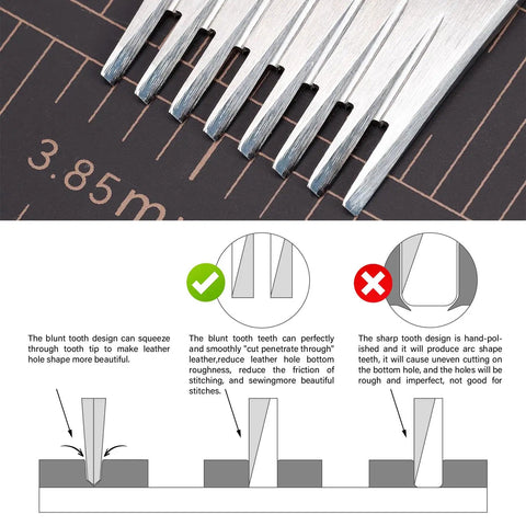 Close-up of Leather Chisel And Pricking Iron Set Pro Grade Die Steel Puncher for precise hole making