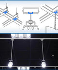 Diagram and installed view of 12 Pack Spring Steel T Bar Ceiling Clips For 15 To 16 Inch T Grid Drop Ceilings Wing Nut Twist Mounting Clips Quick No Drill Setup Easy Tool Free Installation For Light Fixtures And Electrical Fixtures.