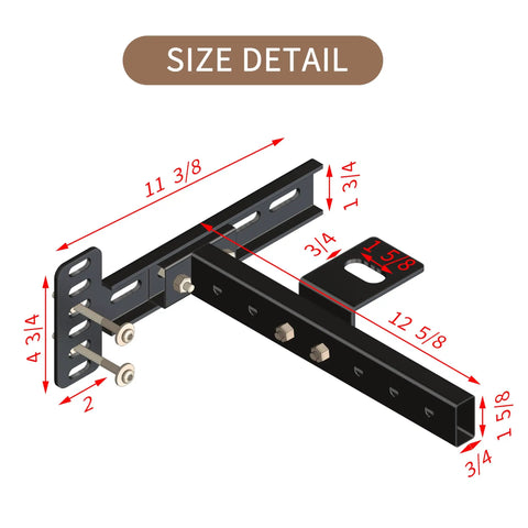 Built Rock Solid Headboard Brackets For Metal Bed Frames Adjustable Universal Extensions Matte Black size detail with measurements.