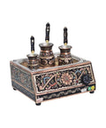 Dope Copper Turkish Sand Coffee Maker Heating Stand With Floral Pattern Erzincan Design, medium size, visible pots