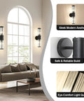 Dope Nineteen Point Sixty Nine Inch Modern Bathroom Wall Sconce Light Fixture Black Glass Rod Vanity Light With E12 Base