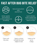 Mosquito Bite Relief Patch For Kids With Aloe And Witch Hazel Fast Itch Relief Hydrocolloid Insect Bite Treatment solution diagram.