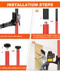 Telescoping Laser Level Pole Workhorse installation steps with universal mount and aluminum construction next to wall setup