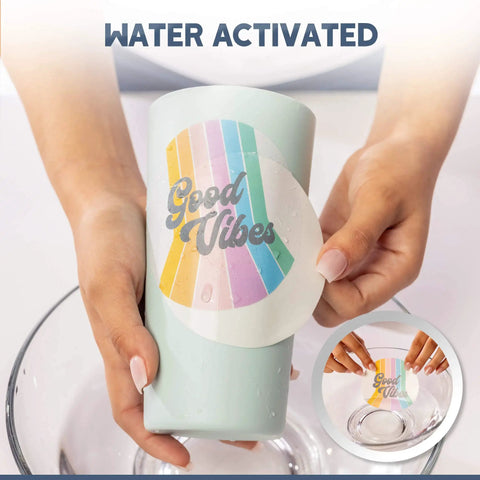 Application of White Waterslide Decal Paper For Inkjet Printers, 20 Sheets, A4 Size 8.25 X 11.7 Inches on cup