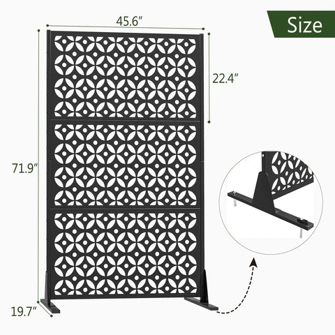 72 Inch Metal Outdoor Privacy Screen Panel With Rust Resistant Powder Coat for Patio Garden Yard with cross pattern design.