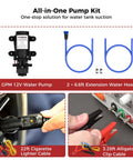 Nano 3 Portable Propane Water Heater with 12V Pump, 6.6ft Hoses, Cigarette Lighter and Alligator Clip Cables for Camping and RVs