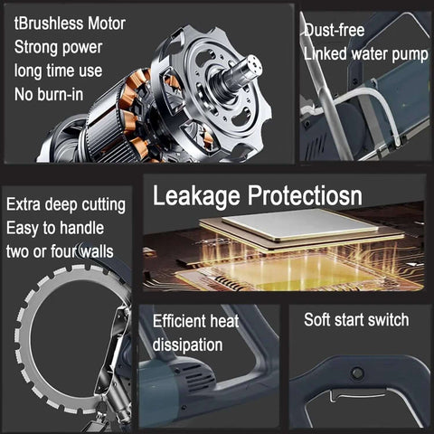 Heavy Duty Concrete Ring Saw Wall Groove Cutter Chaser With Diamond Segment Blade Slices Masonry And Tile Like Warm Butter Zero Drag Smooth Action features brushless motor and dust-free cutting system.