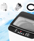 Top view of Thirty Pounds Full Automatic Portable Washing Machine Compact Washer Spin Dryer Combo with LED screen and controls.