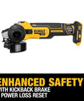 Powerhouse 20V Max XR Cordless Angle Grinder With Kickback Brake And Slide Switch, 4-1/2 Inch Disc, Tool Only, Model DCG405B