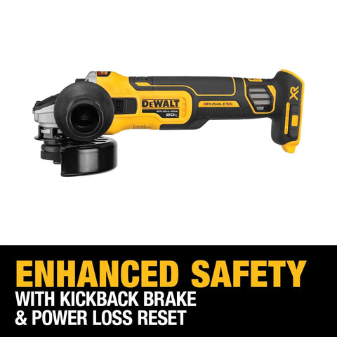 Powerhouse 20V Max XR Cordless Angle Grinder With Kickback Brake And Slide Switch, 4-1/2 Inch Disc, Tool Only, Model DCG405B