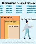 Size chart for Cozy As Heck Winter Train Blanket For Adults And Kids Flannel Throw, showing dimensions and scenarios for each size.