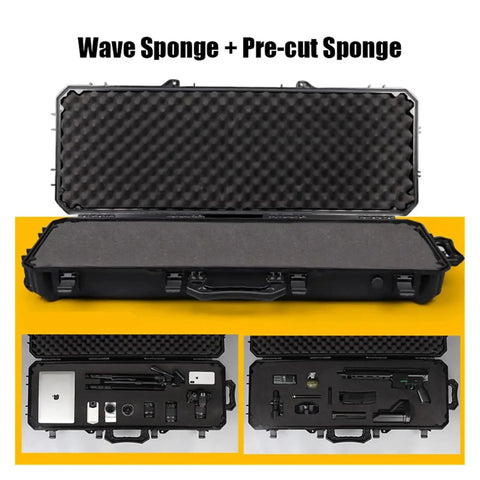 Open view of a Road-Ready Waterproof Gear Case With Wheels For Cameras Computers Bows Arrows Fishing Rods Golf Clubs And More