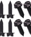 Killer Black License Plate Screws 8 Pack Anti Rattle Bolts With Rust Proof Hex Head Finish quarter by three quarter inch screws for auto use.