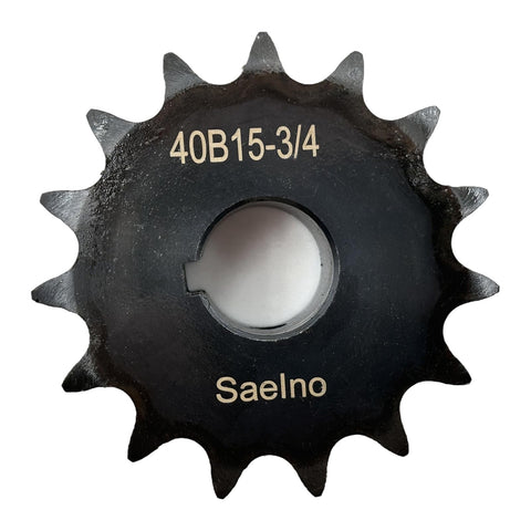 40B15 Type B Roller Chain Sprocket 15 Teeth Three Quarter Inch Bore For One Half Inch Pitch ANSI 40 Hardened 1045 Steel Drive Sprocket Built Tough Antirust Heavy Duty Gear For Industrial Machinery