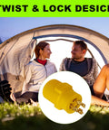 Heavy Duty Nema L14-30P To 14-50R RV Generator Adapter With 30 Amp Locking Plugs inside a camping tent with couple.