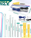 Must Have 18 Piece Drawstring Threader Tool Set For Quick Sewing includes metal threaders, loop turners, and cords displayed
