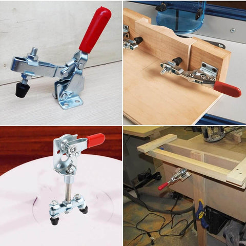 40kg Quick Release Toggle Clamp With Left Right Operation for woodworking jigs, fixtures, and welding projects, red handle