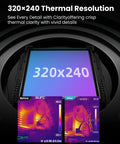 TR20 Pro Dual Lens Thermal Imaging Camera sensor with 320x240 resolution, showing infrared samples for detailed thermal analysis