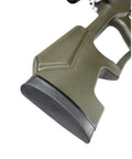 Close-up of the rubber recoil pad on the PCP Powered Arrow Rifle With 3 Carbon Fiber Arrows, 450 FPS, 169 FPE model.