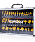 40 Piece Router Bit Kit With One Half Inch Shank in case, carbide bits for woodworking, edge routing, grooving, plunge cutting