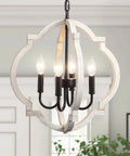 Farmhouse Orb Wood Chandelier 4 Light Pendant For Dining Room Living Room Rustic Hanging Light Fixture For Bedroom Hallway Foyer Entryway Dope Rustic Vibe
