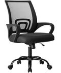 Ergonomic Office Desk Chair With Mid Back Lumbar Support All Day Comfort Adjustable Height Rocking Mode Fixed Armrests Mesh Back