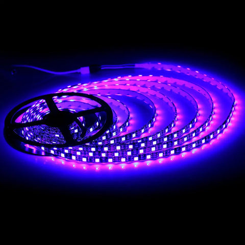 Waterproof 16.4ft RGB LED Strip Lights 5050 Color Changing Rope Lights For Bedroom Decor And Holiday Parties, 300 LEDs On Black PCB
