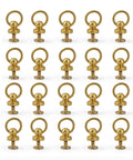 Top Tier 20 Pack Solid Brass Ball Chicago Studs Heavy Duty Screw Rivets With D Rings Badass Hardware For Leathercraft Belt Straps Wallet Chains And Diy Gear Gilt Gold Small arranged in rows.