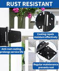 Heavy Duty Black Gate Hinges 3.5 Inch With Screws Pack Of 6 for Wood Fences, barn doors outdoor shown with rust-resistant features