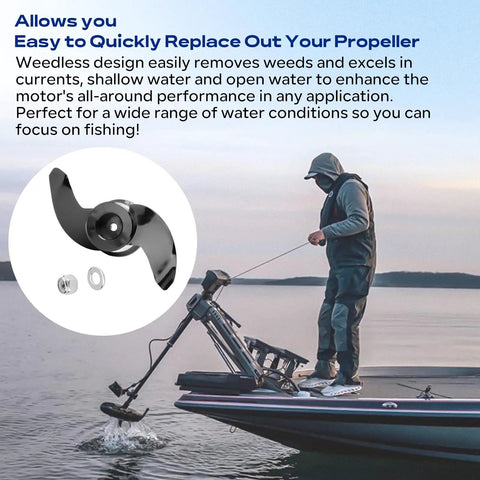 Weedless Propeller For Lowrance Ghost Trolling Motor 00015237001 Replacement Prop Black Direct Fit No Fuss Install Premium Weedless Design For Smooth Quiet Fishing In Weedy Water With No Tangled Lines