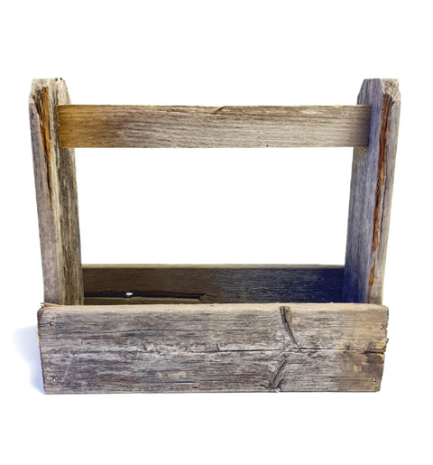 Real Reclaimed Barnwood Tote Carry All Planter Box For Indoor And Outdoor Farmhouse Decor Accent With Authentic Weathered Wood