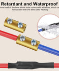10 Pack 10AWG Wire Connector Nut Kit With Brass Heat Shrink Butt Connectors shown with wires and waterproof feature