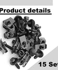 Heavy Duty M8-1.25 Body Bolts and Extruded U Nut Kit for Auto Body Repairs, 15 sets displayed in a pile