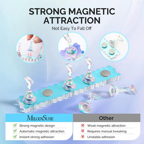 Two Sets Blue Acrylic Nail Stand With Magnetic Display Base for Press Ons showcasing magnetic attraction and transparent stands