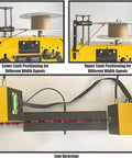 Kickass 3D Printer Filament Recycler With Auto Spool Winder And Dial In Temp Control showing limit positioning for different width spools.