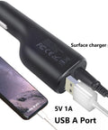 No Drama 36W Car Charger For Microsoft Surface Pro And Laptop Fast Charging Adapter with USB port and connector cable visible.