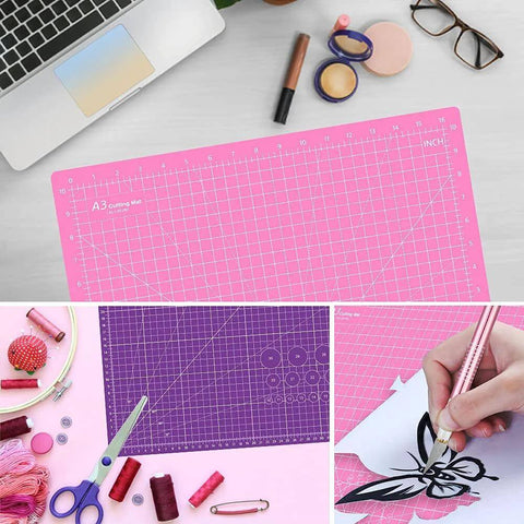 Headley Tools pink A3 double-sided self-healing cutting mat, 18x12 inches, 5-ply for fabrics and crafts