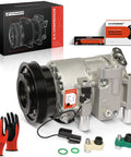 Solid Ride Air Conditioning Compressor With Clutch 6Sbu16c Unit Prefilled With Pag46 Oil Four Groove Pulley close-up view with installation accessories.