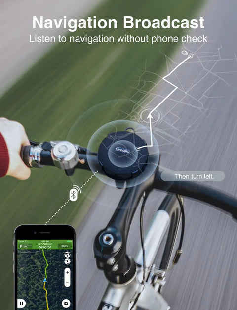 Cycling Bluetooth Speaker For Bike With IP65 Waterproof Build mounted on handlebars for navigation