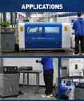 Heavy Duty Industrial Laser Fume Extractor With Badass 1200W Suction And Automatic Pulse Jet Cleaning For Welding Cutting And Solder Smoke Pickup Pro Grade Shop Solution in action with laser cutting machine.