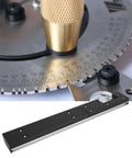 Close-up of Dead Solid Aluminum Box Joint Jig For Miter Gauge Table Saw With Knockout Stability and Sweet Precision woodworking components.