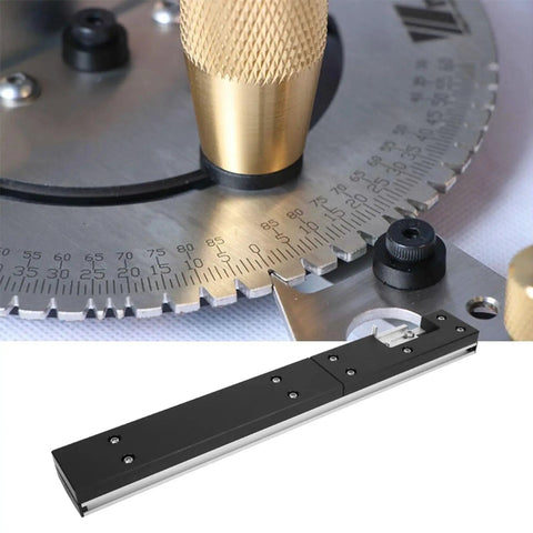 Close-up of Dead Solid Aluminum Box Joint Jig For Miter Gauge Table Saw With Knockout Stability and Sweet Precision woodworking components.